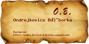 Ondrejkovics Bíborka névjegykártya